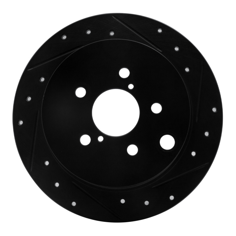 Subaru XV Crosstrek Brake Rotor (1) - Rear Right - R1 Concepts - Drilled & Slotted - Black - `12-`23
